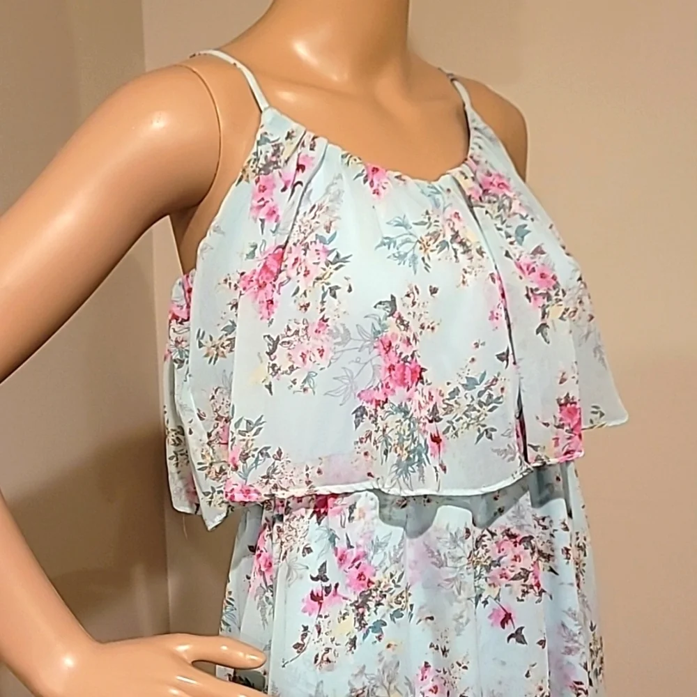 Disney Cinderella The Collection Dress - Blue & Pink Sheer Floral High Low